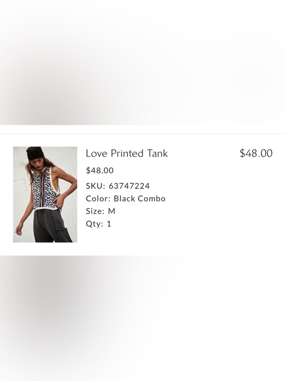 NEW Free People M Love Printed Tank Top NWT Black Combo - Picture 8 of 9